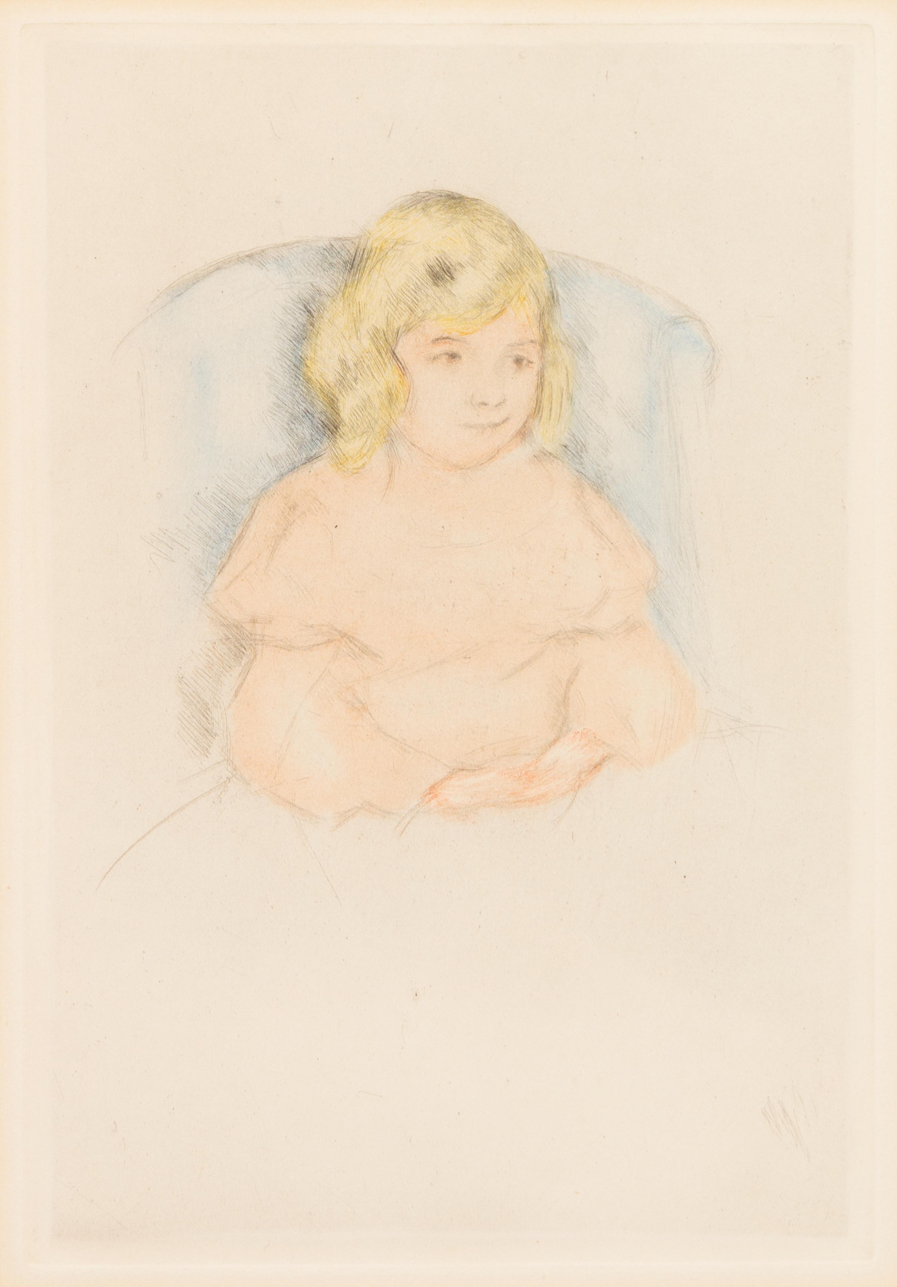 Mary Cassatt, (American, 1844–1926), Looking into the hand-mirror II, c. 1905 and Sara Smiling, c. 1904 (a pair of works)