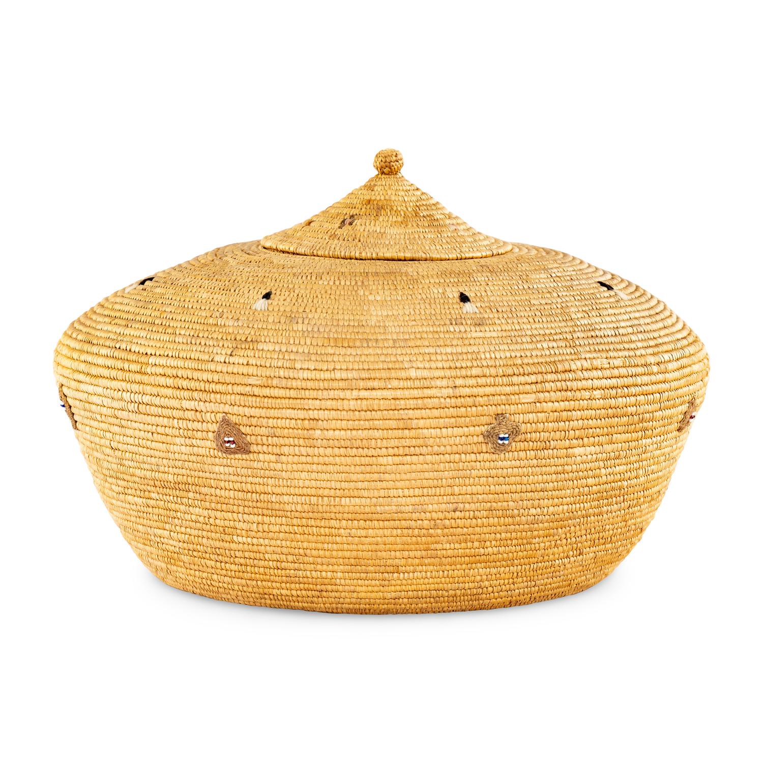 Yup'ik Basket, with Beaded Detailing