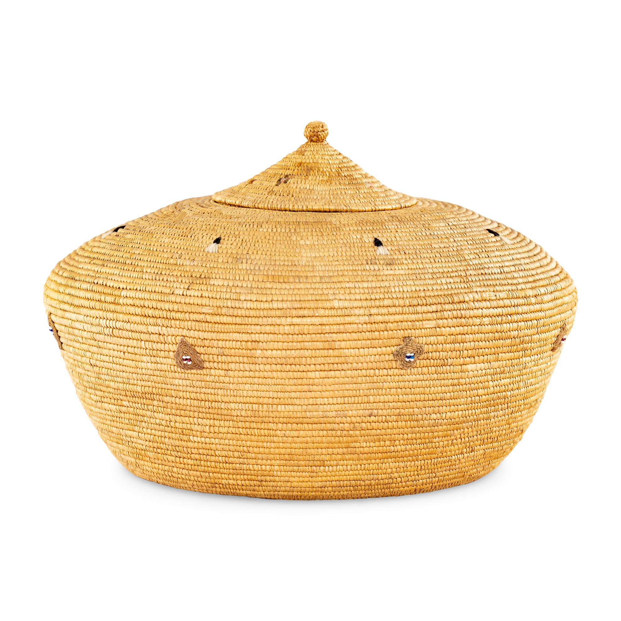 Yup'ik Basket, with Beaded Detailing