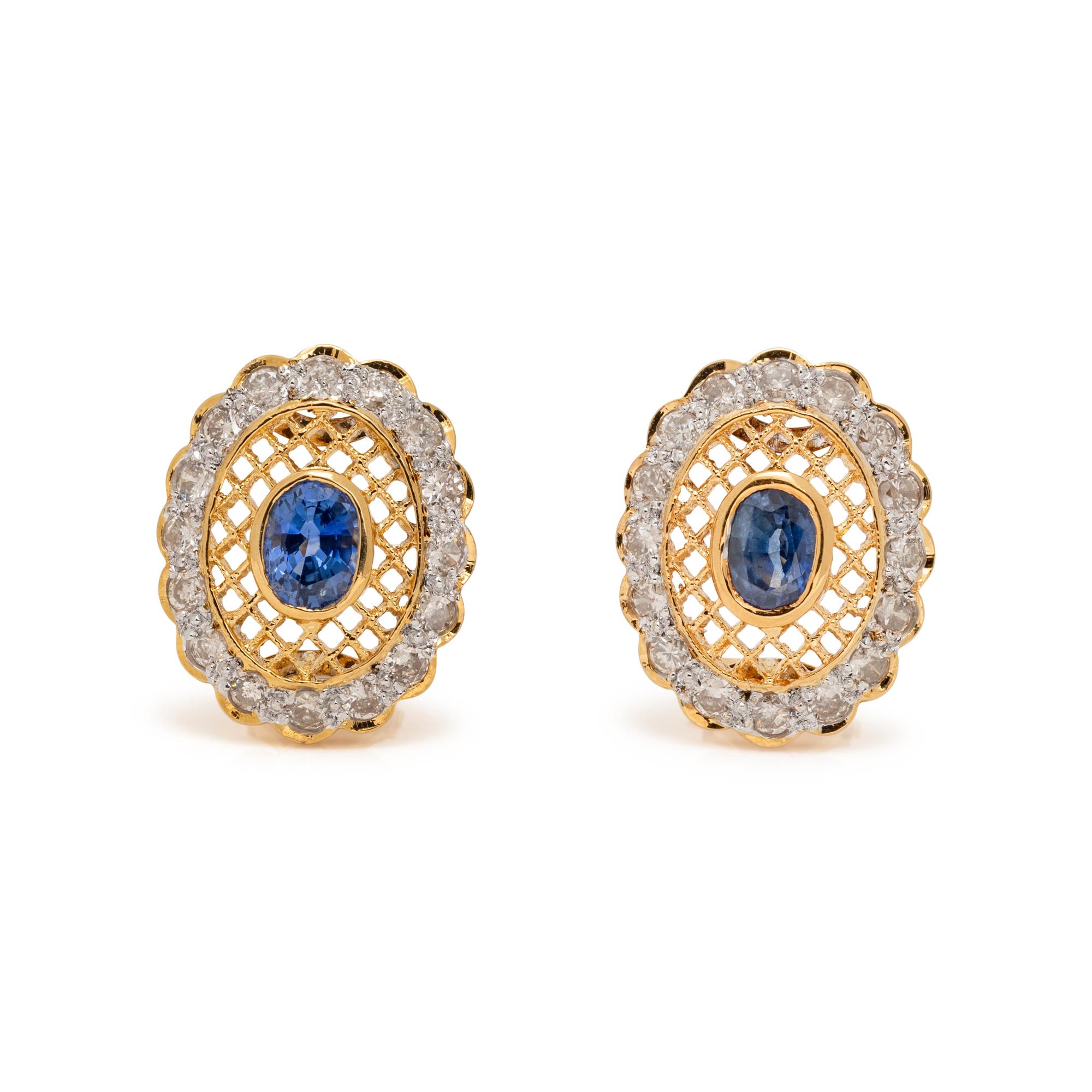 SAPPHIRE, DIAMOND, AND GOLD EARRINGS