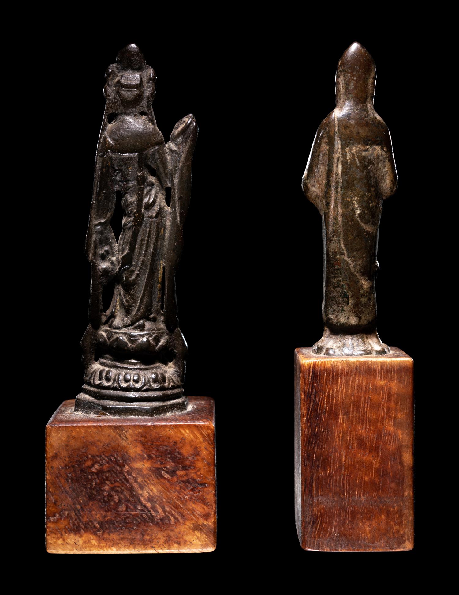 Two Chinese Bronze Figures of Guanyin