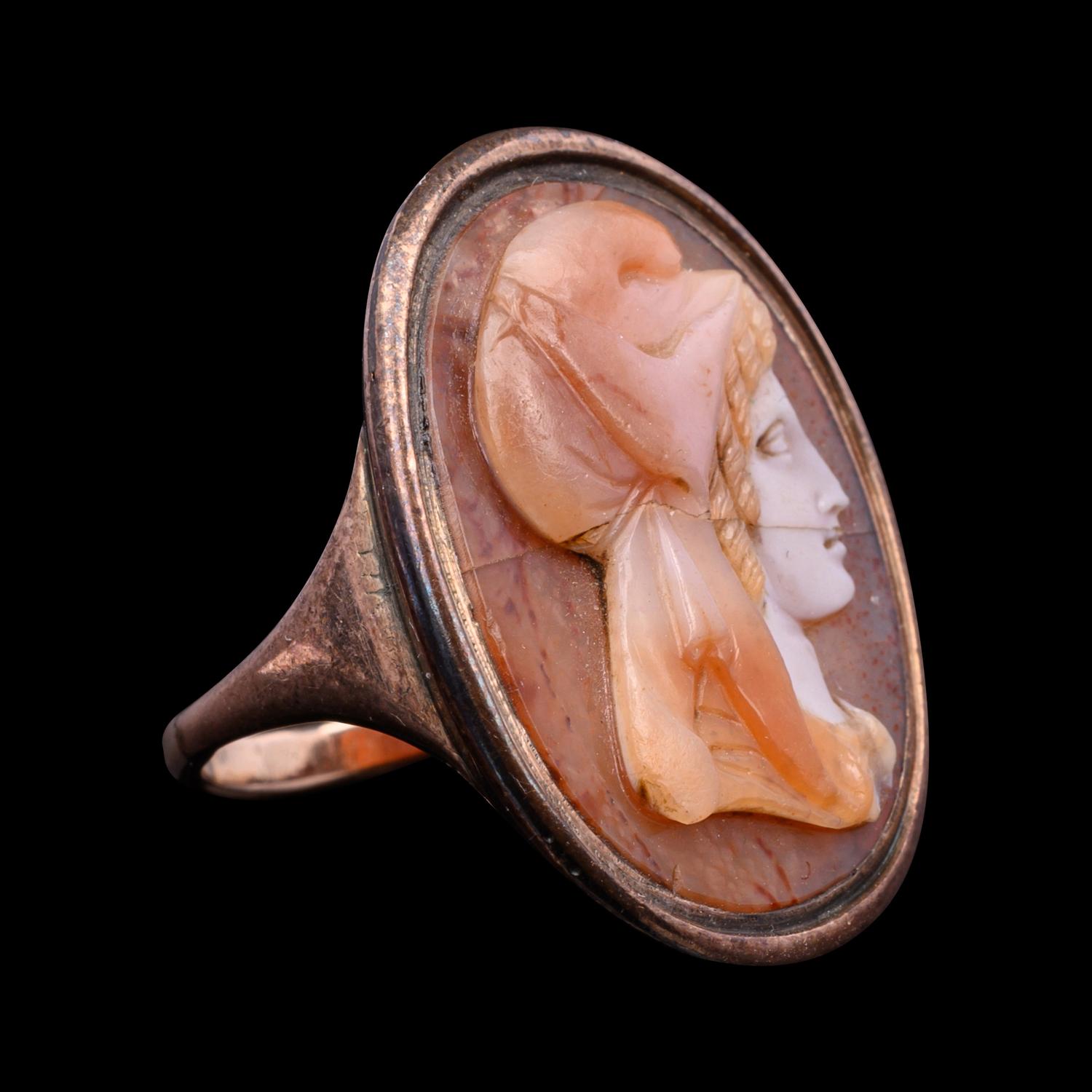 An Agate Cameo with Bronze Ring