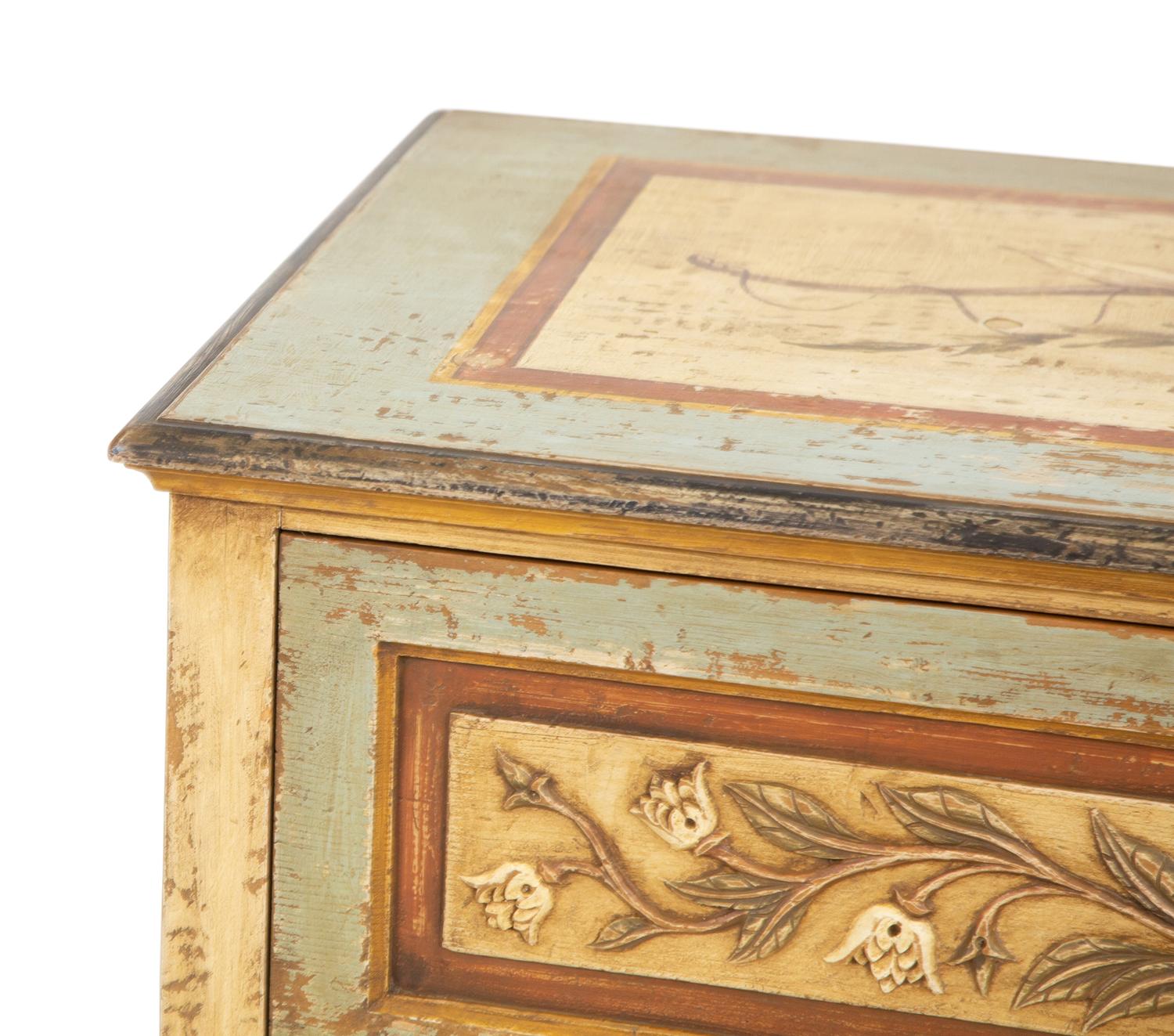 A Louis XVI Style Painted Pine Two Drawer Commode