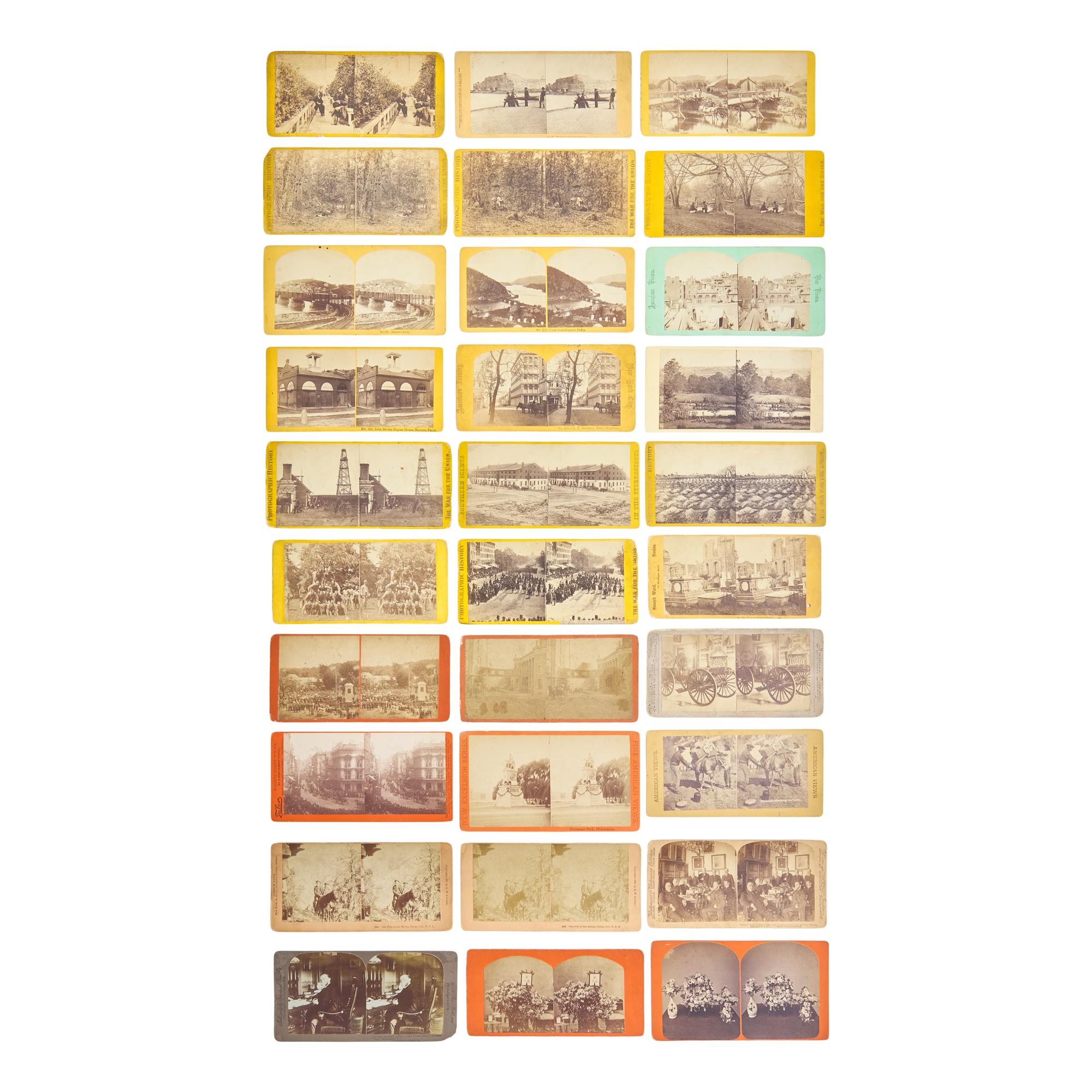 [Early Photography] Group of 31 stereoviews with Civil War and photographic interest