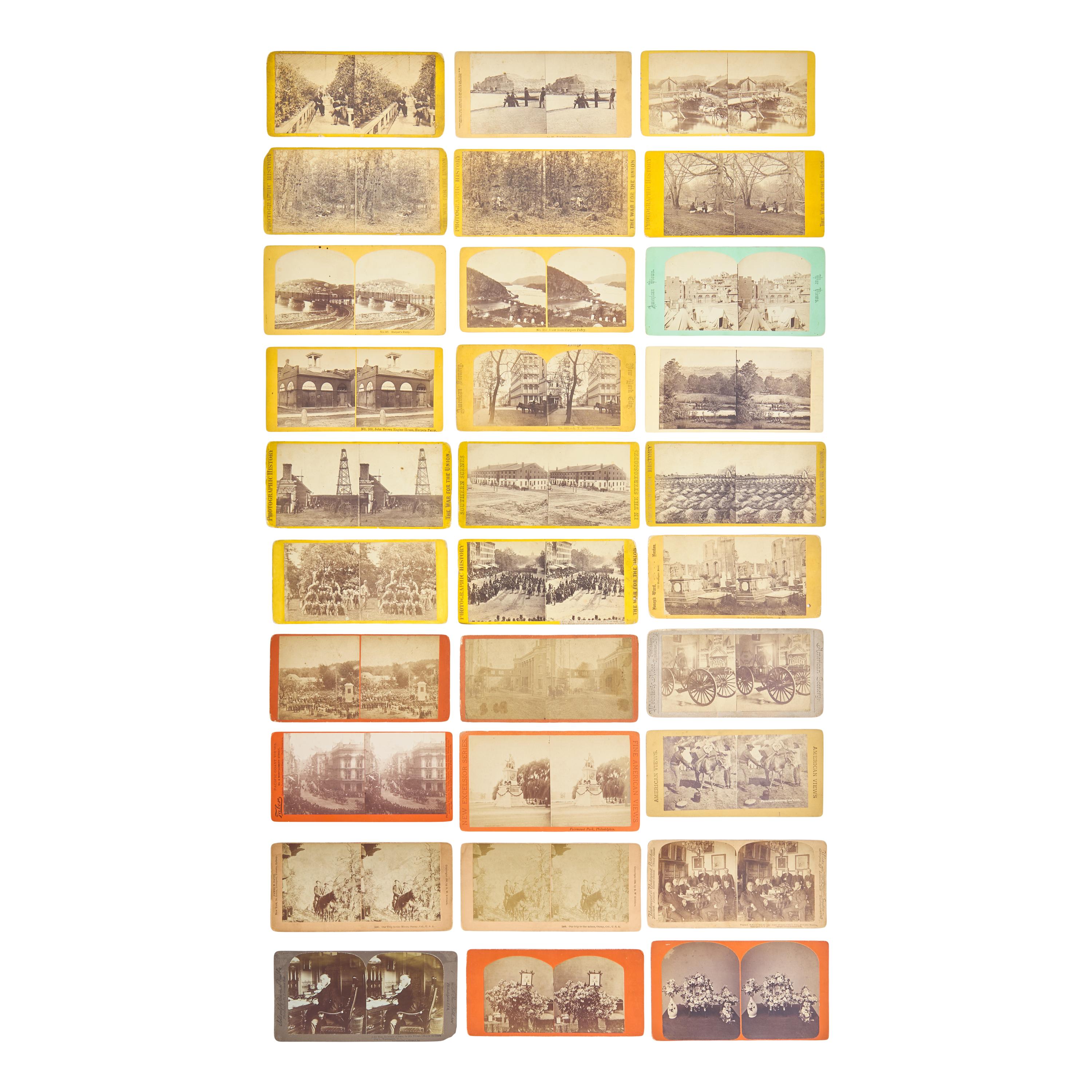 [Early Photography] Group of 31 stereoviews with Civil War and photographic interest