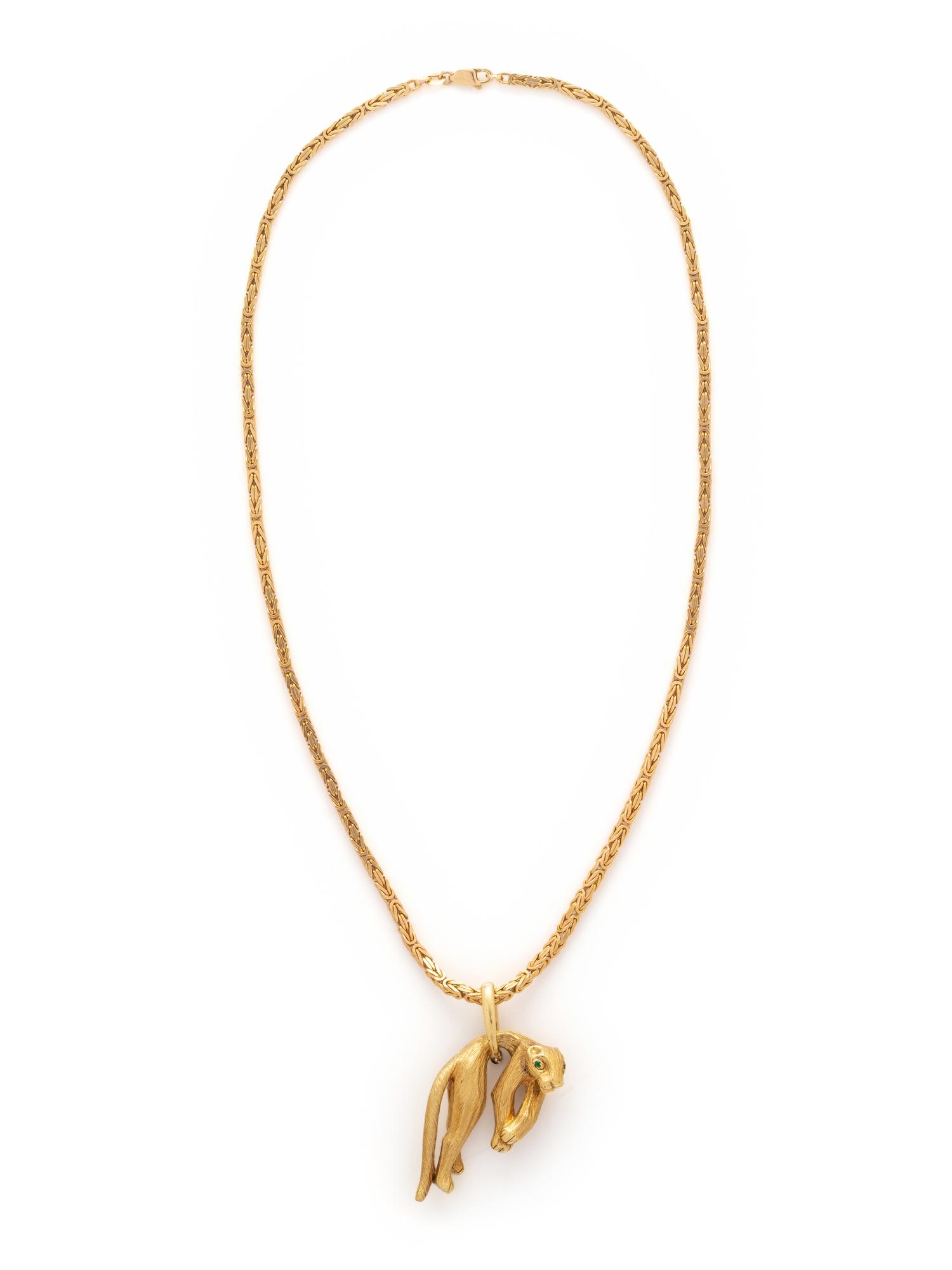 YELLOW GOLD PANTHER PENDANT/BROOCH NECKLACE
