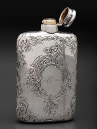 An American Silver Mounted Glass Flask