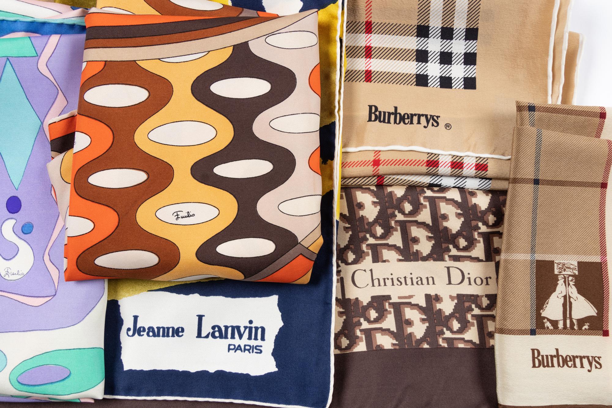 Six Designer Scarves: Dior, Lanvin, Two Pucci, Two Burberry