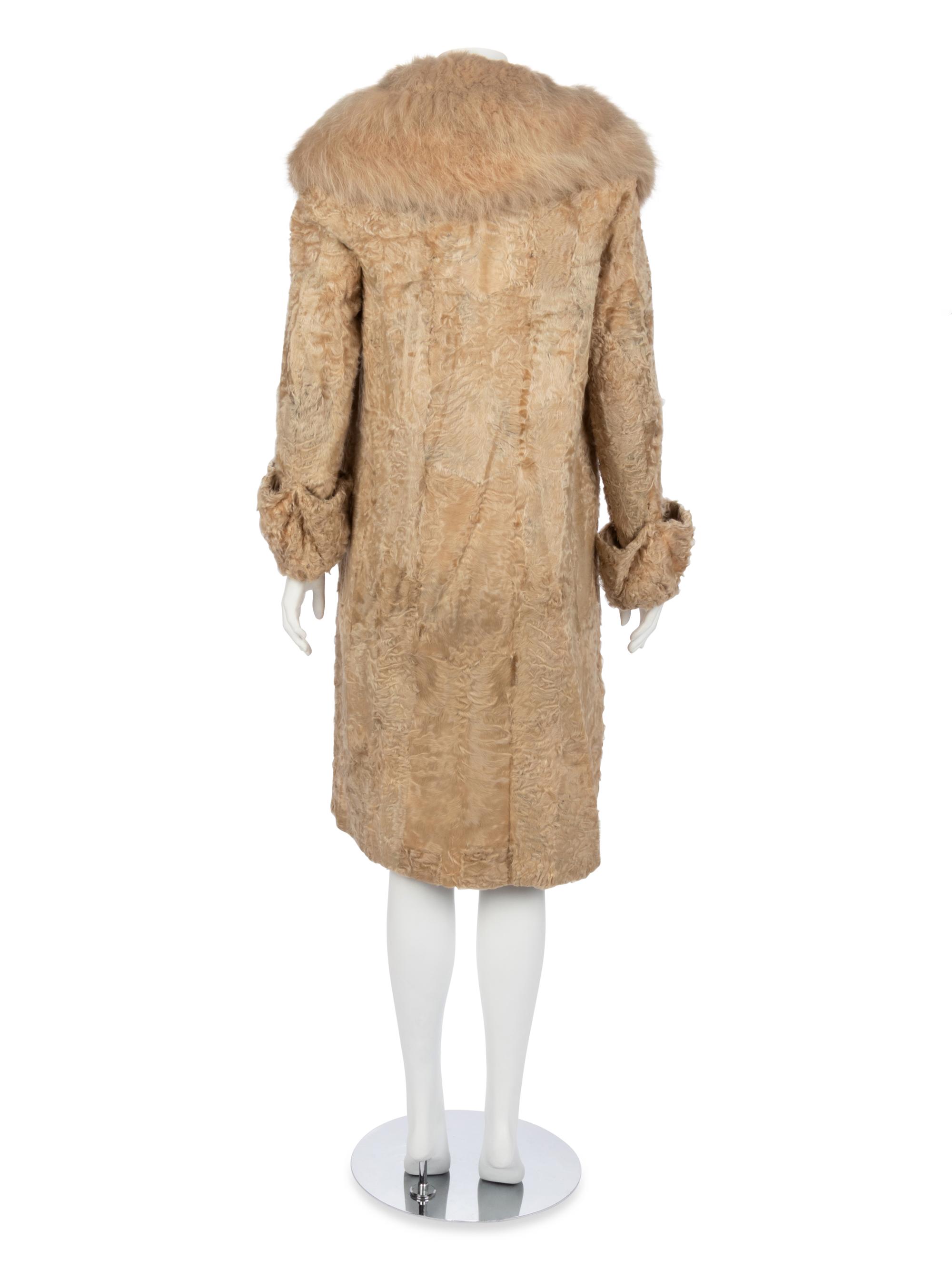 Beige Sheared Lambswool Fur Coat, 1920s