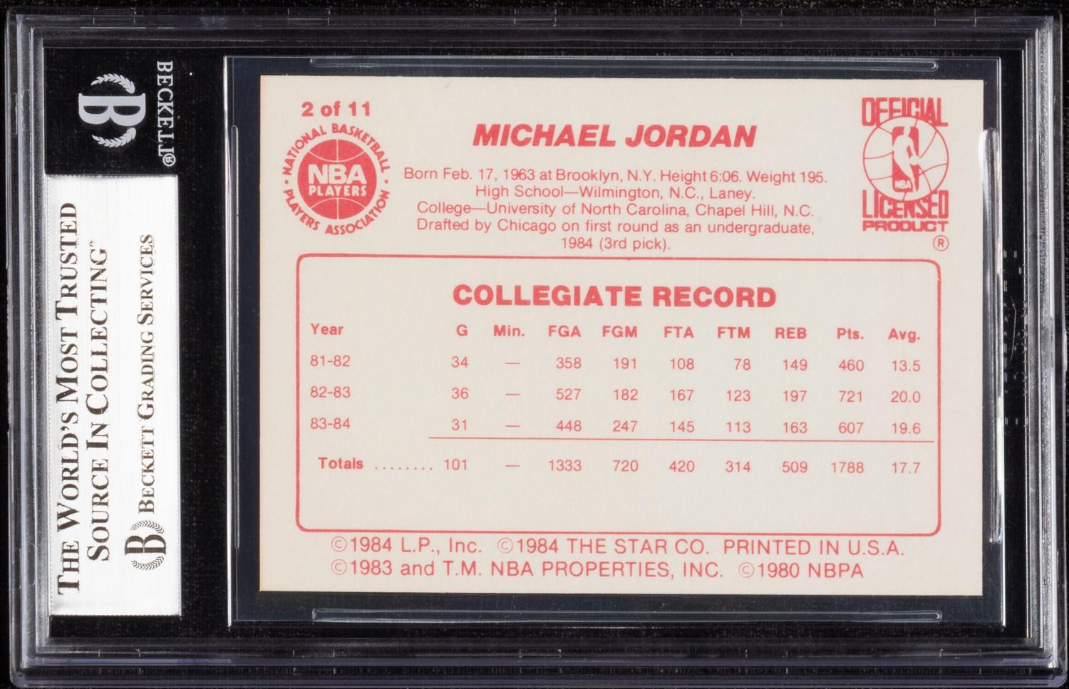 A 1985-86 Star All Rookie Team Michael Jordan Basketball Card No. 2 (BGS 8 NM-MT)