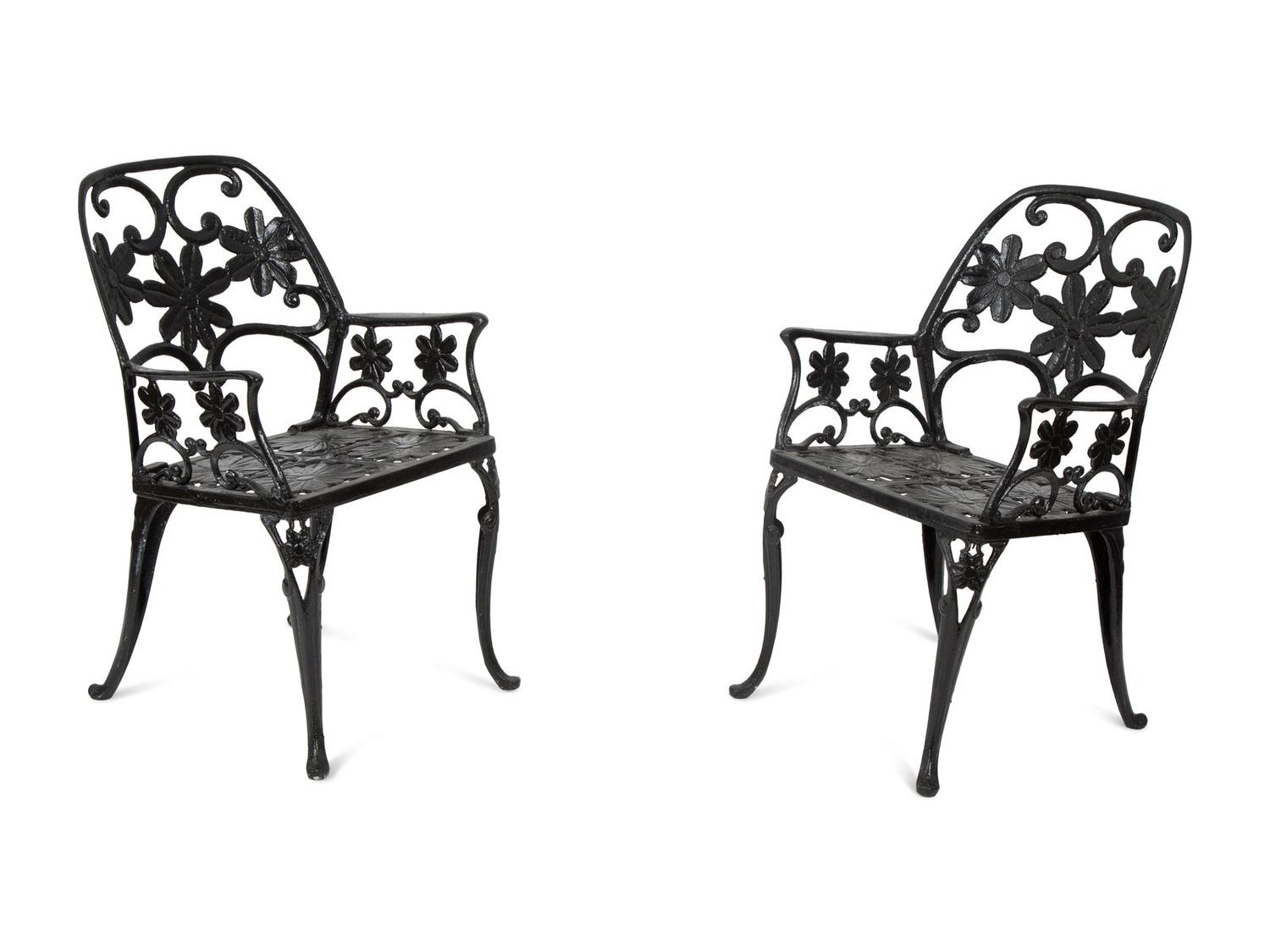 A Pair of Salterini Wrought Iron Armchairs