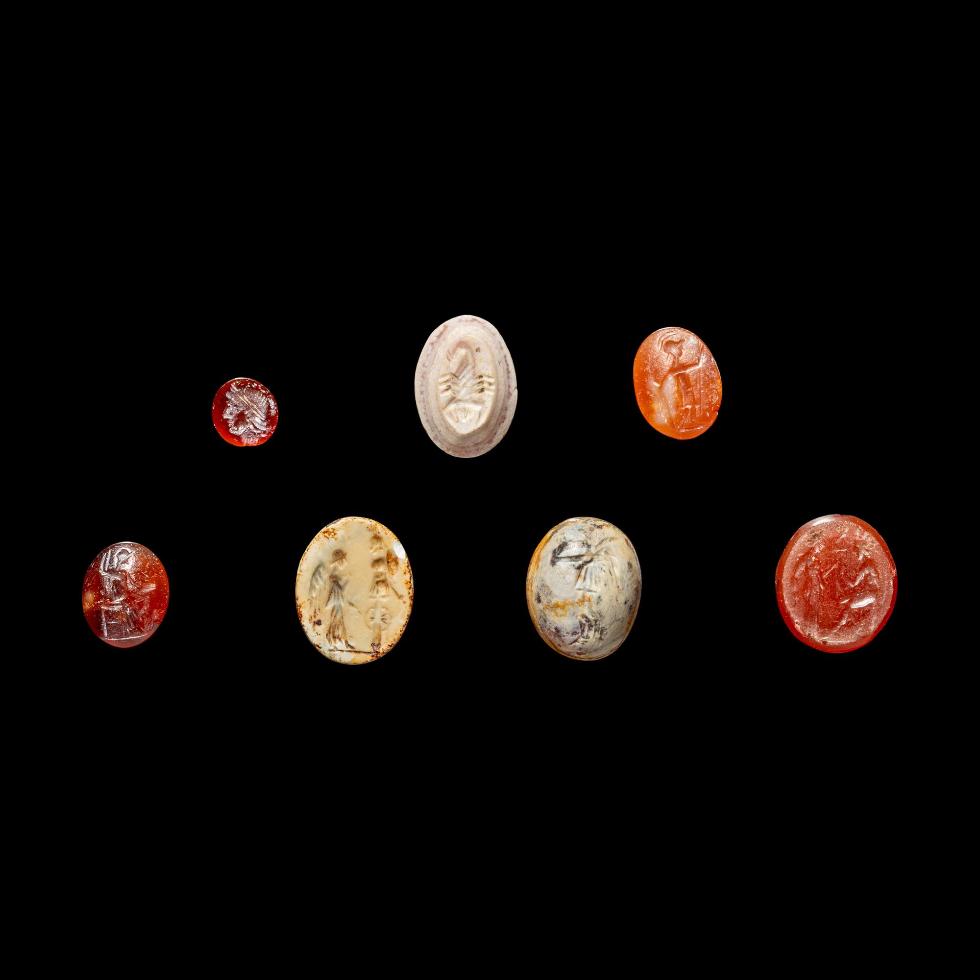Seven Roman Carnelian and Sardonyx Intaglios