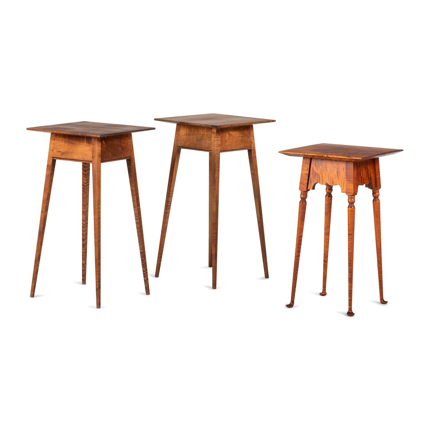 Three Federal Style Figured Maple and Cherrywood Plant Stands