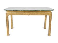 A Chinese Chippendale Style Carved Giltwood Marble-Top Center Table — 19TH CENTURY