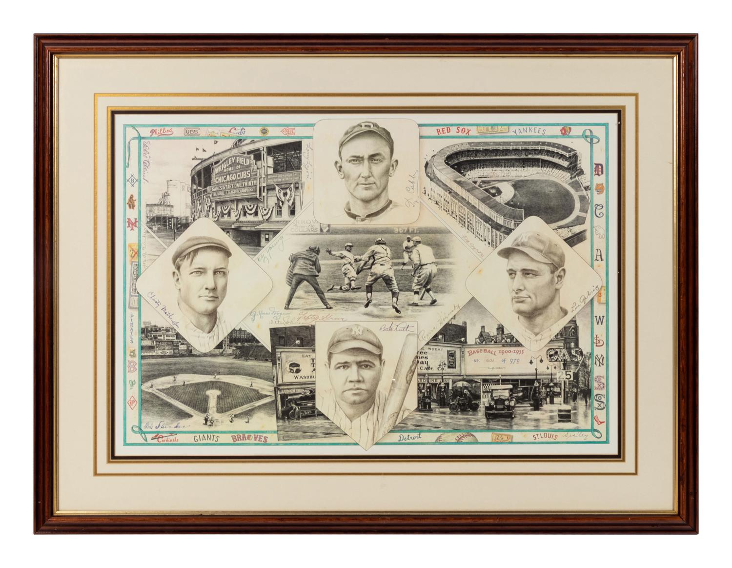 A Group of Four Baseball Artworks Formerly Displayed at Mike Ditka’s Restaurant