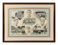A Group of Four Baseball Artworks Formerly Displayed at Mike Ditka’s Restaurant