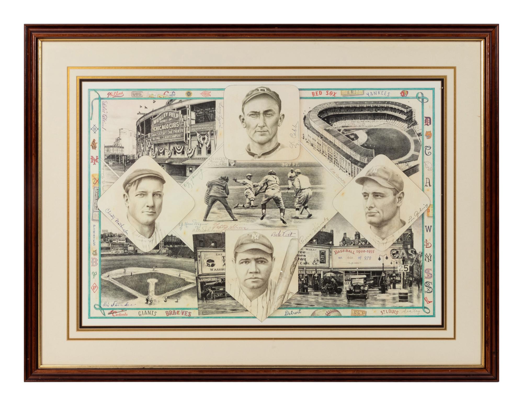 A Group of Four Baseball Artworks Formerly Displayed at Mike Ditka’s Restaurant
