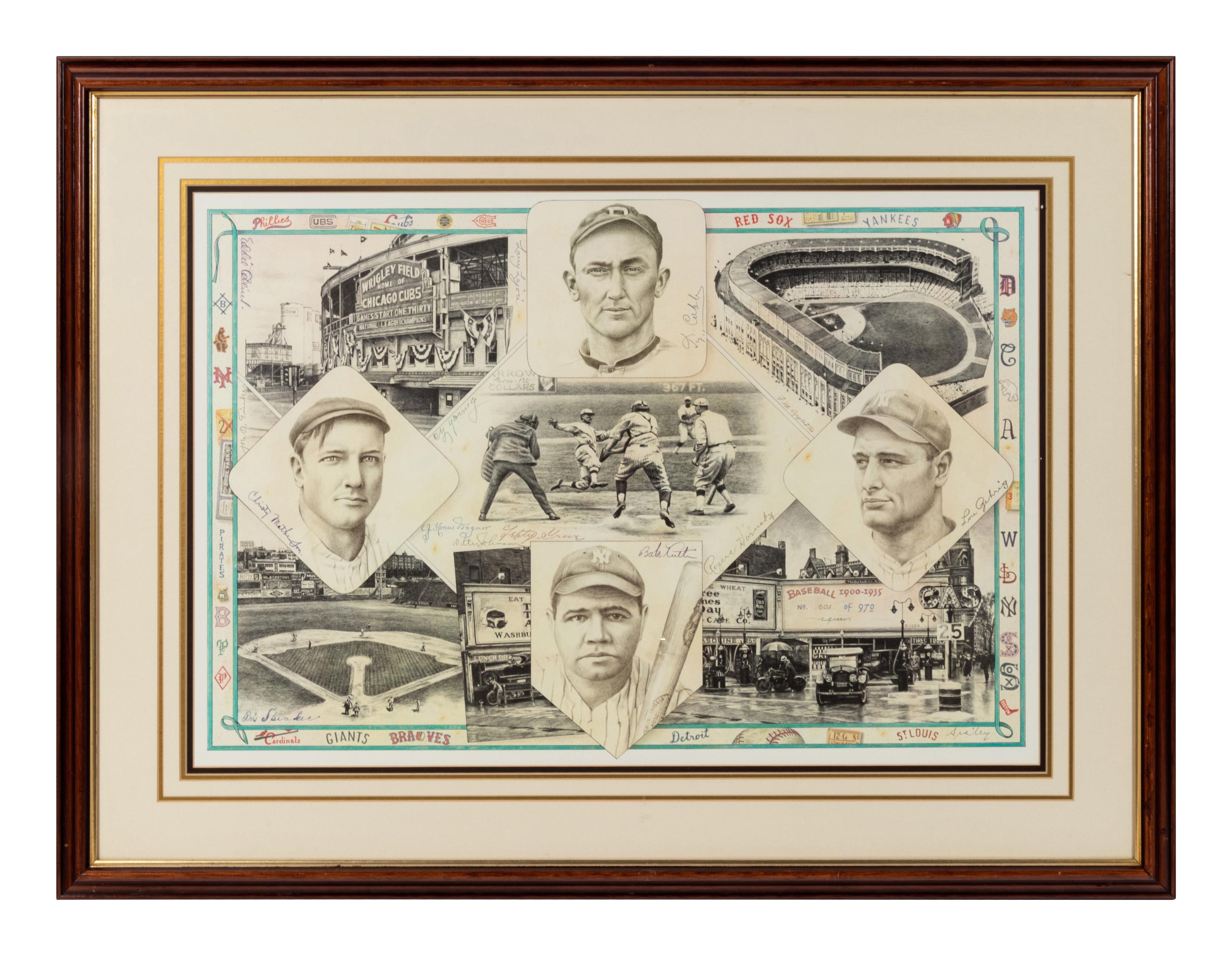 A Group of Four Baseball Artworks Formerly Displayed at Mike Ditka’s Restaurant