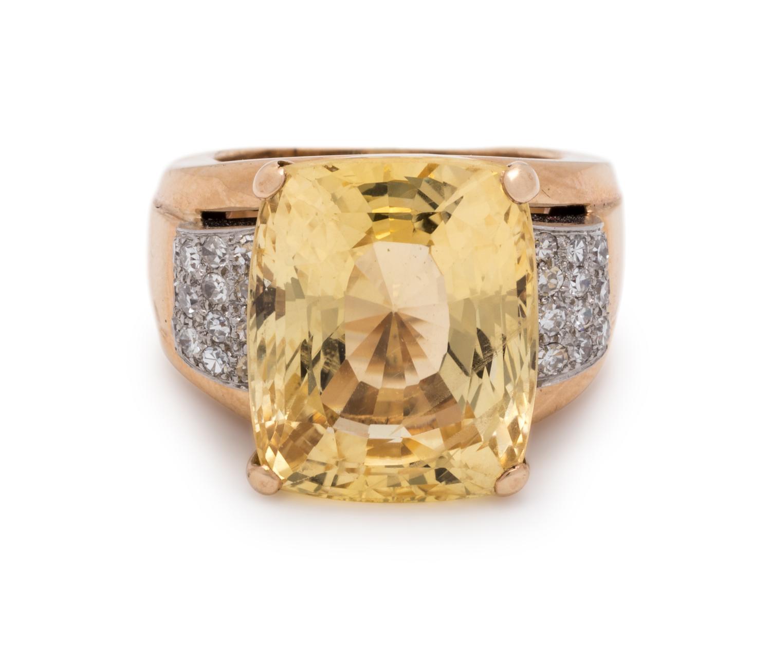 YELLOW SAPPHIRE AND DIAMOND RING