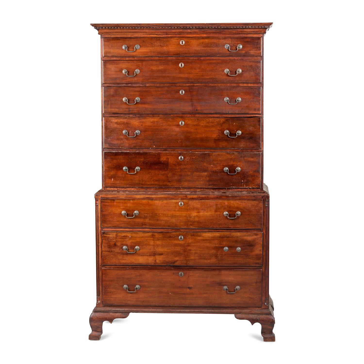 A Chippendale Cherrywood Chest-on-Chest