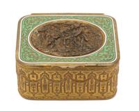 A French Gilt Bronze and Enamel Box Height 1 1/4 x width 3 3/4 x depth 3 1/8 inches. — 19TH CENTURY
