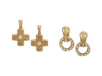 KATY BRISCOE, YELLOW GOLD AND DIAMOND CONVERTIBLE EARRINGS