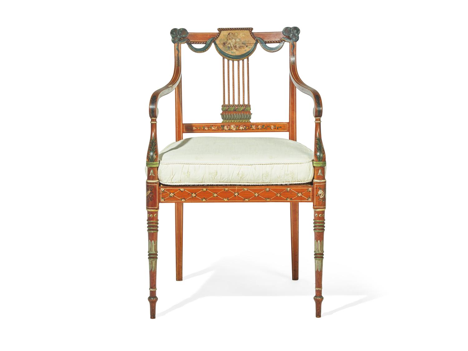 An Edwardian Painted Armchair