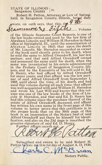 [LINCOLN-HERNDON LAW OFFICE]. SCAMMON, J. Young. Reports of Cases Argued and Determined in the Supreme Court of the State of Illinois . Vol. IV. Chicago: Stephen F. Gale & Co./Galena: Augustus H. Burley, 1844.