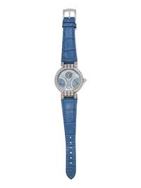 Harry Winston, 18K White Gold and Diamond 'Premier Excenter Bi-Retro Day-Date' Wristwatch