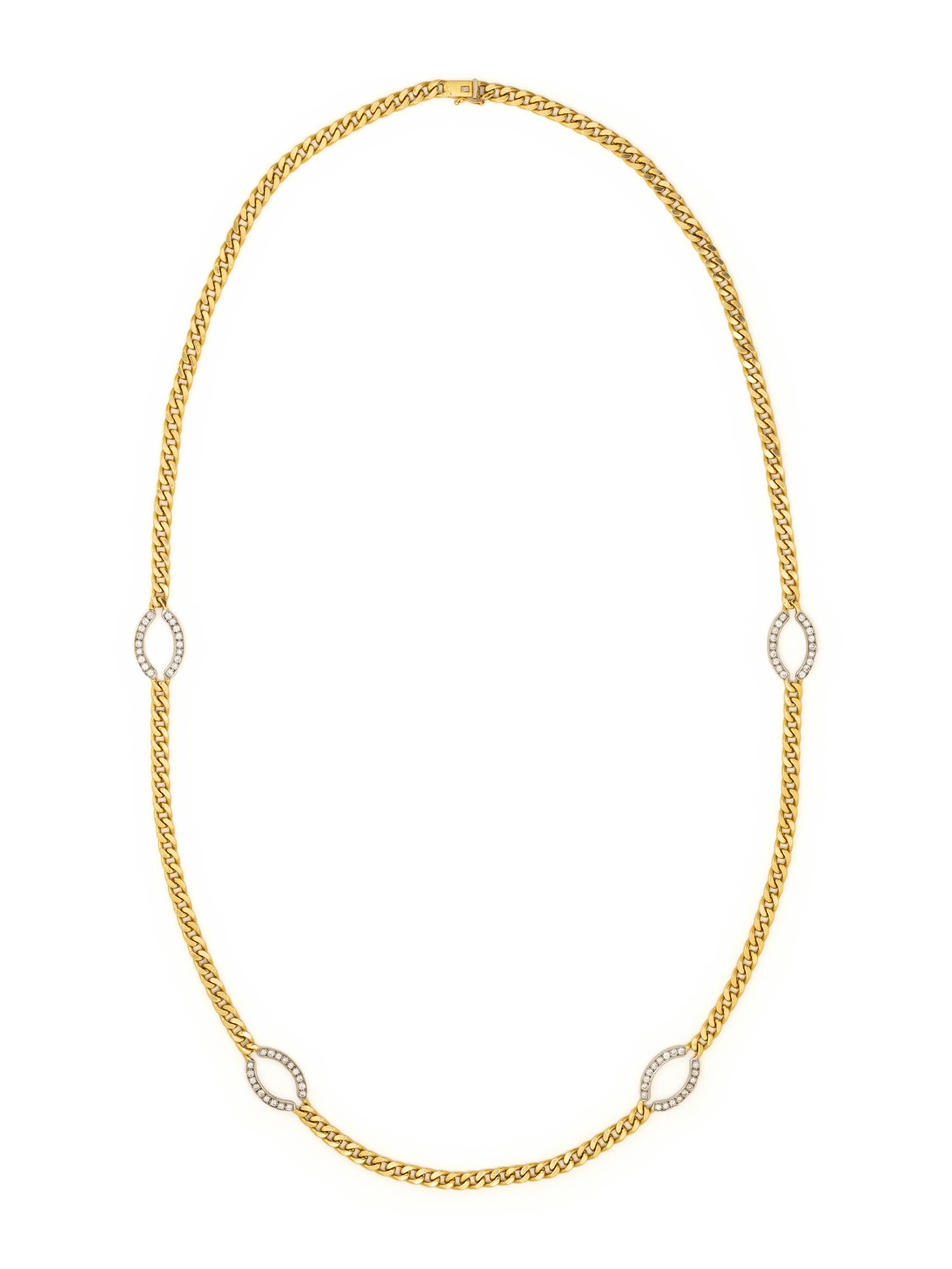 CHIMENTO, BICOLOR GOLD AND DIAMOND LONGCHAIN NECKLACE