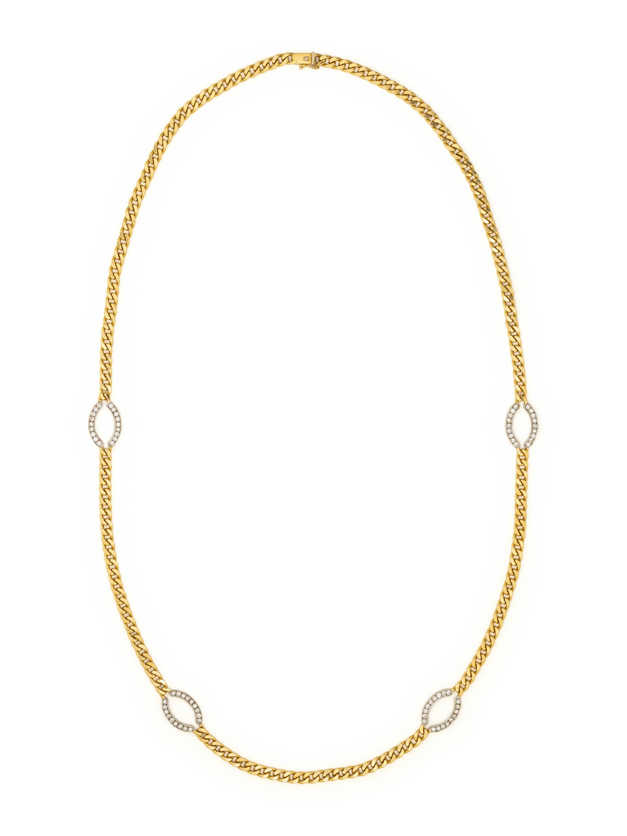 CHIMENTO, BICOLOR GOLD AND DIAMOND LONGCHAIN NECKLACE