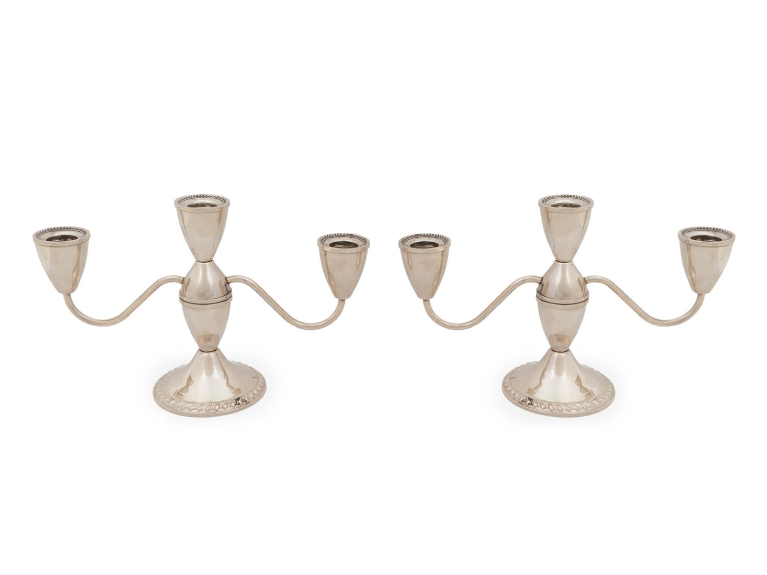 A Pair of American Weighted Silver Three-Light Candelabra — Duchin Creations, NY, NY,20th Century