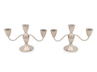 A Pair of American Weighted Silver Three-Light Candelabra — Duchin Creations, NY, NY,20th Century