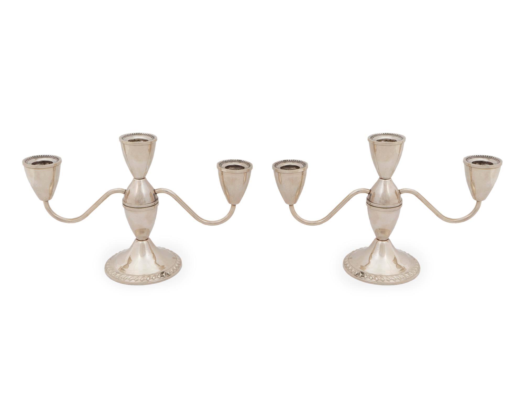 A Pair of American Weighted Silver Three-Light Candelabra — Duchin Creations, NY, NY,20th Century