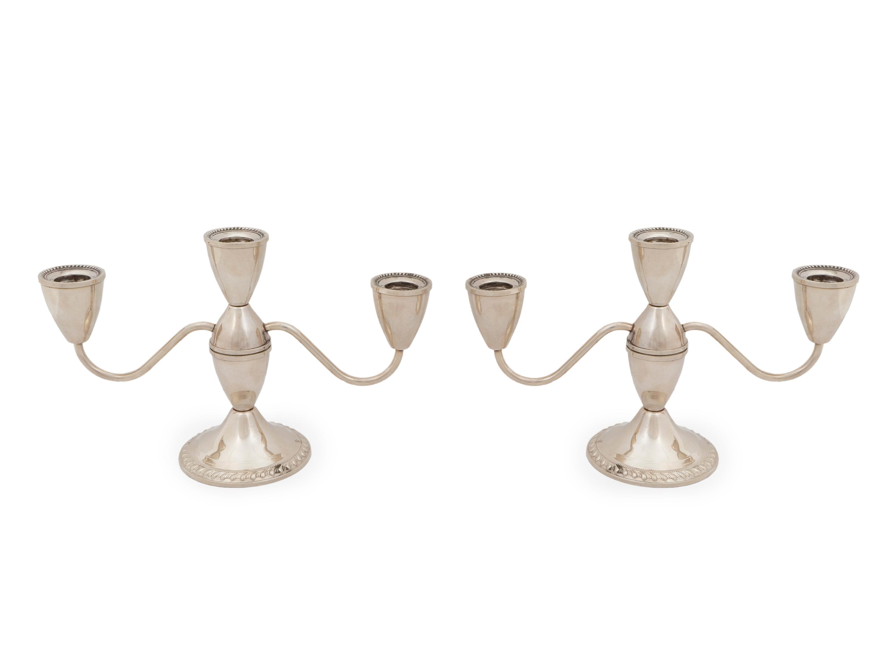 A Pair of American Weighted Silver Three-Light Candelabra — Duchin Creations, NY, NY,20th Century