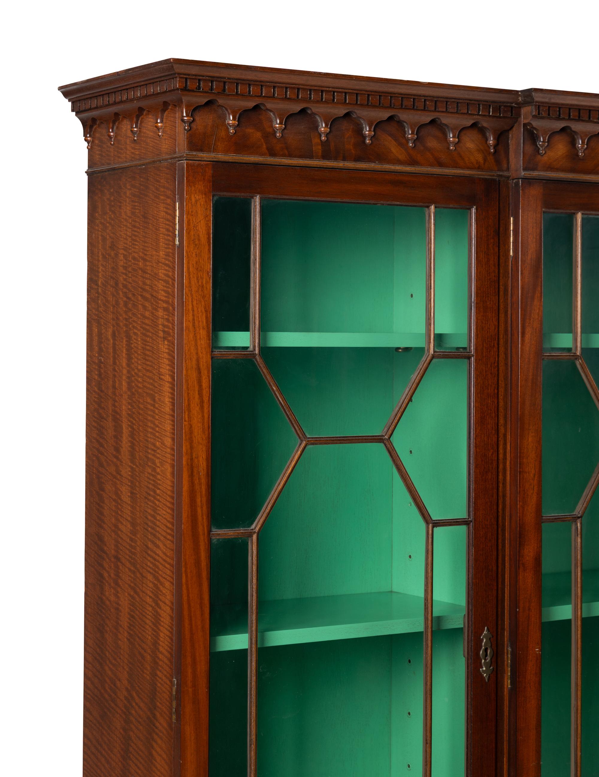 A George III Style Mahogany Breakfront Bookcase