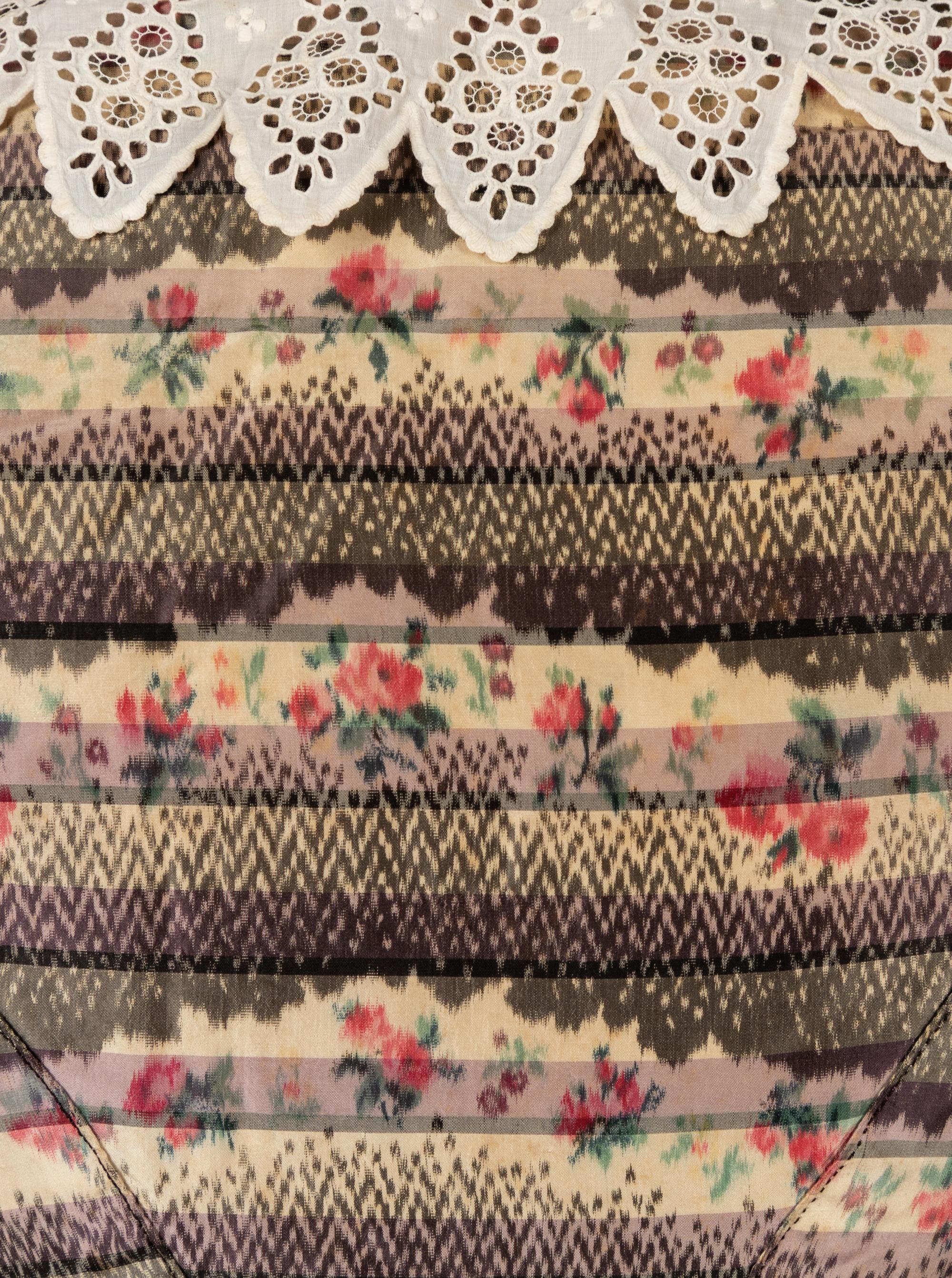 Silk Ikat Print Dress, 1850s