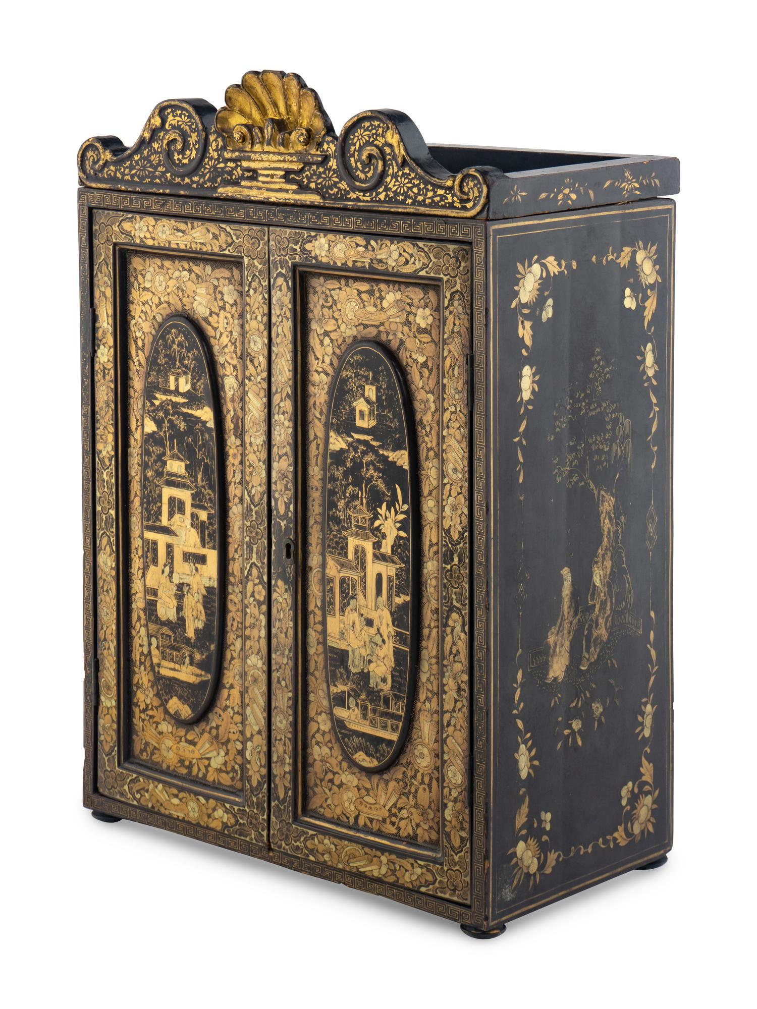 A Chinese Export Lacquer Jewelry Cabinet