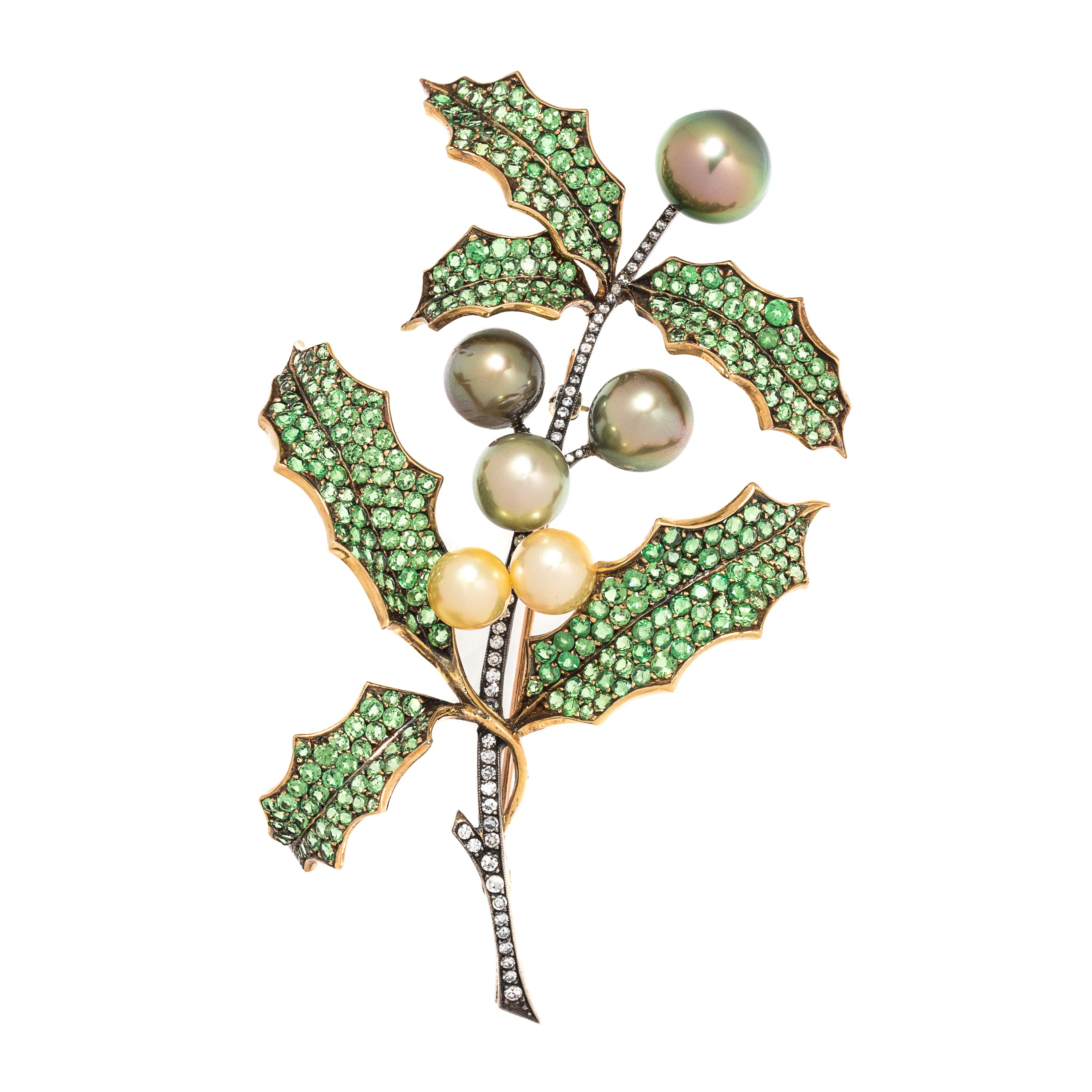 EVELYN CLOTHIER, MULTIGEM HOLLY BROOCH