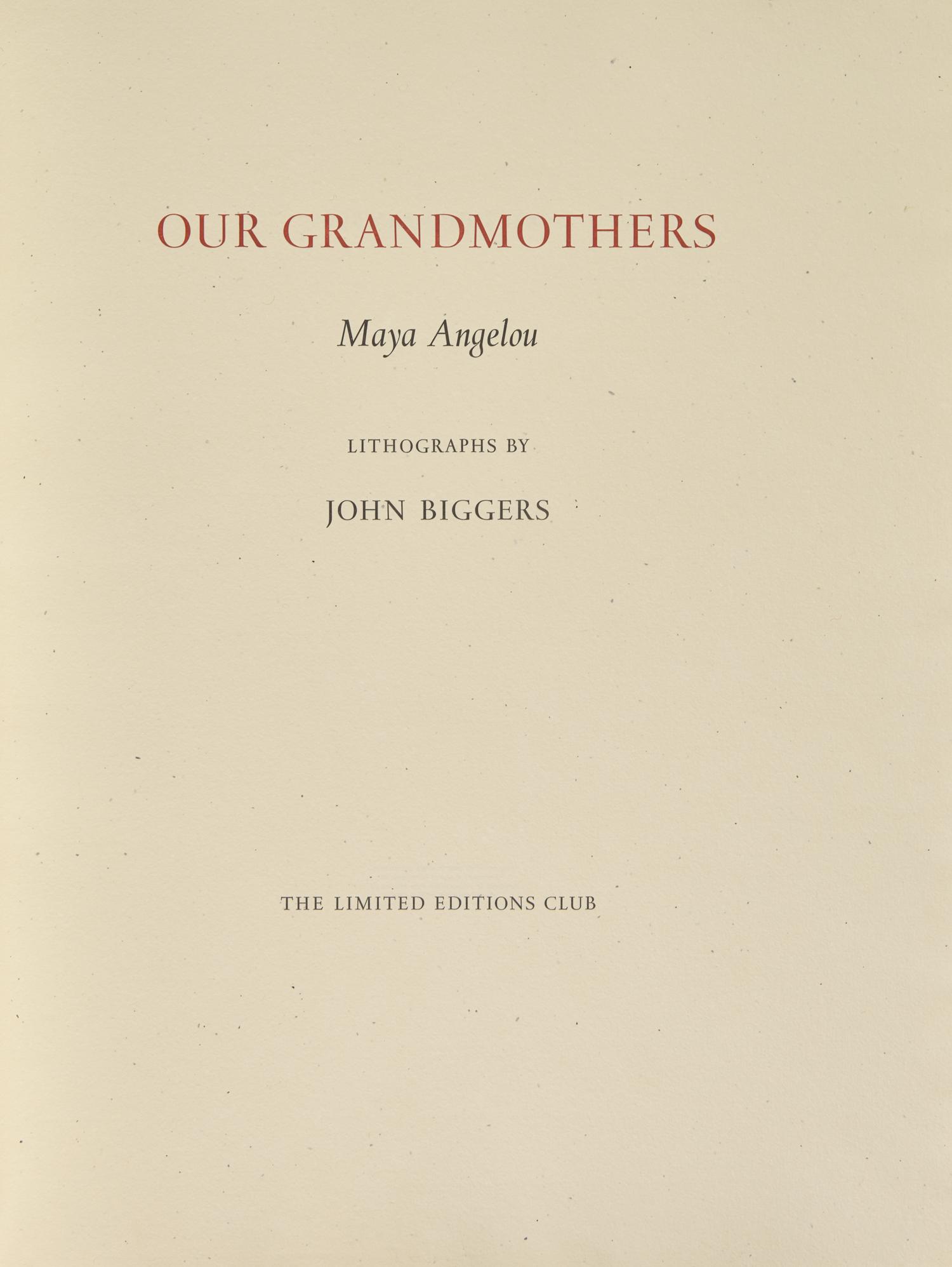 [Limited Editions Club] Angelou, Maya. Our Grandmothers