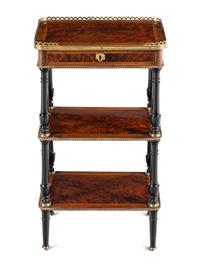 A Napoleon III Part-Ebonized Burl Amboyna Side Table