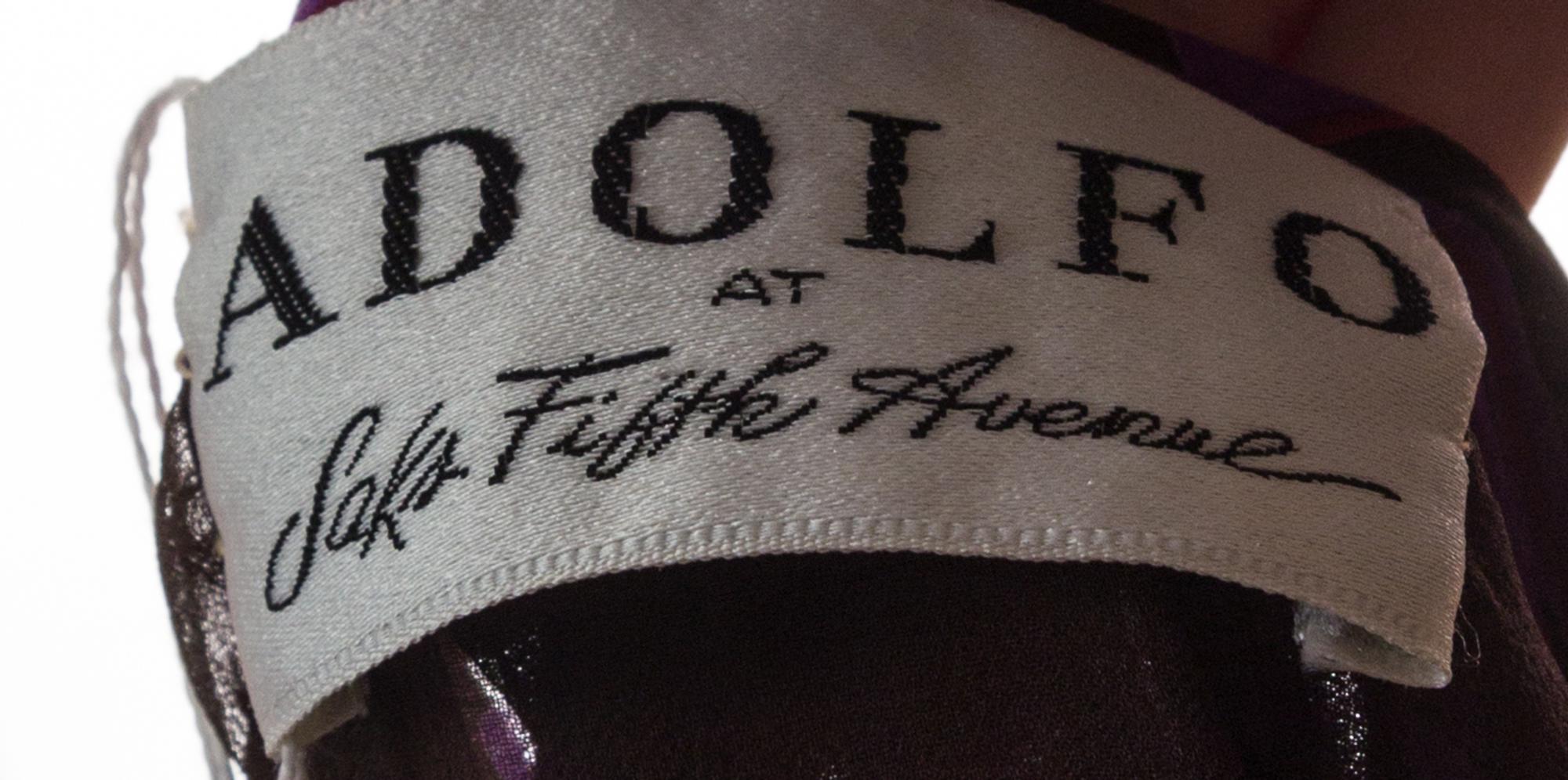 An Adolfo Purple and Brown Patterned Skirt Ensemble,