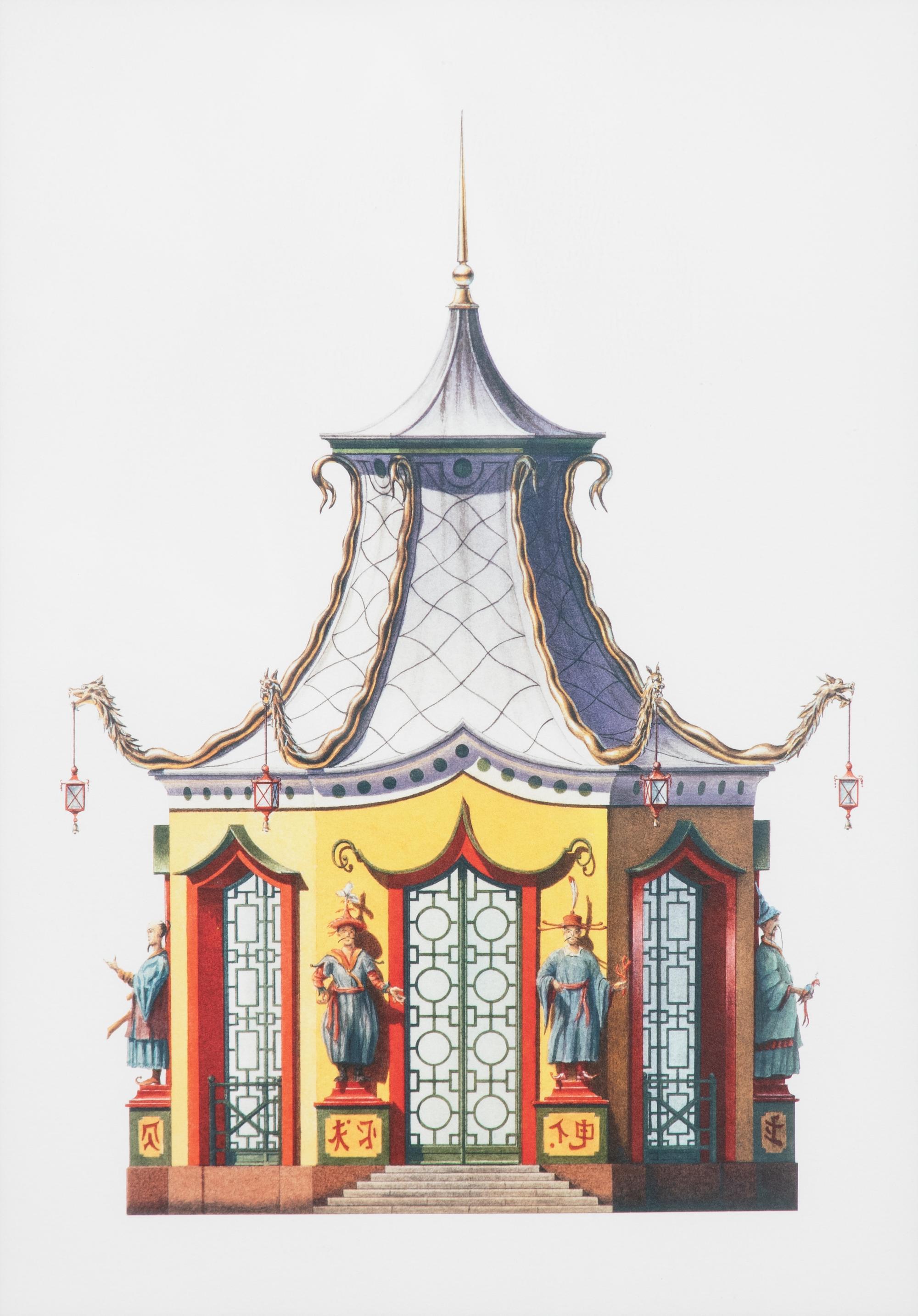 A Group of Gilt Framed Color Reproductions of Dams & Zega's Watercolors Chinoiseries Framed 17 1/2 x 13 5/8 inches. — 20TH CENTURY