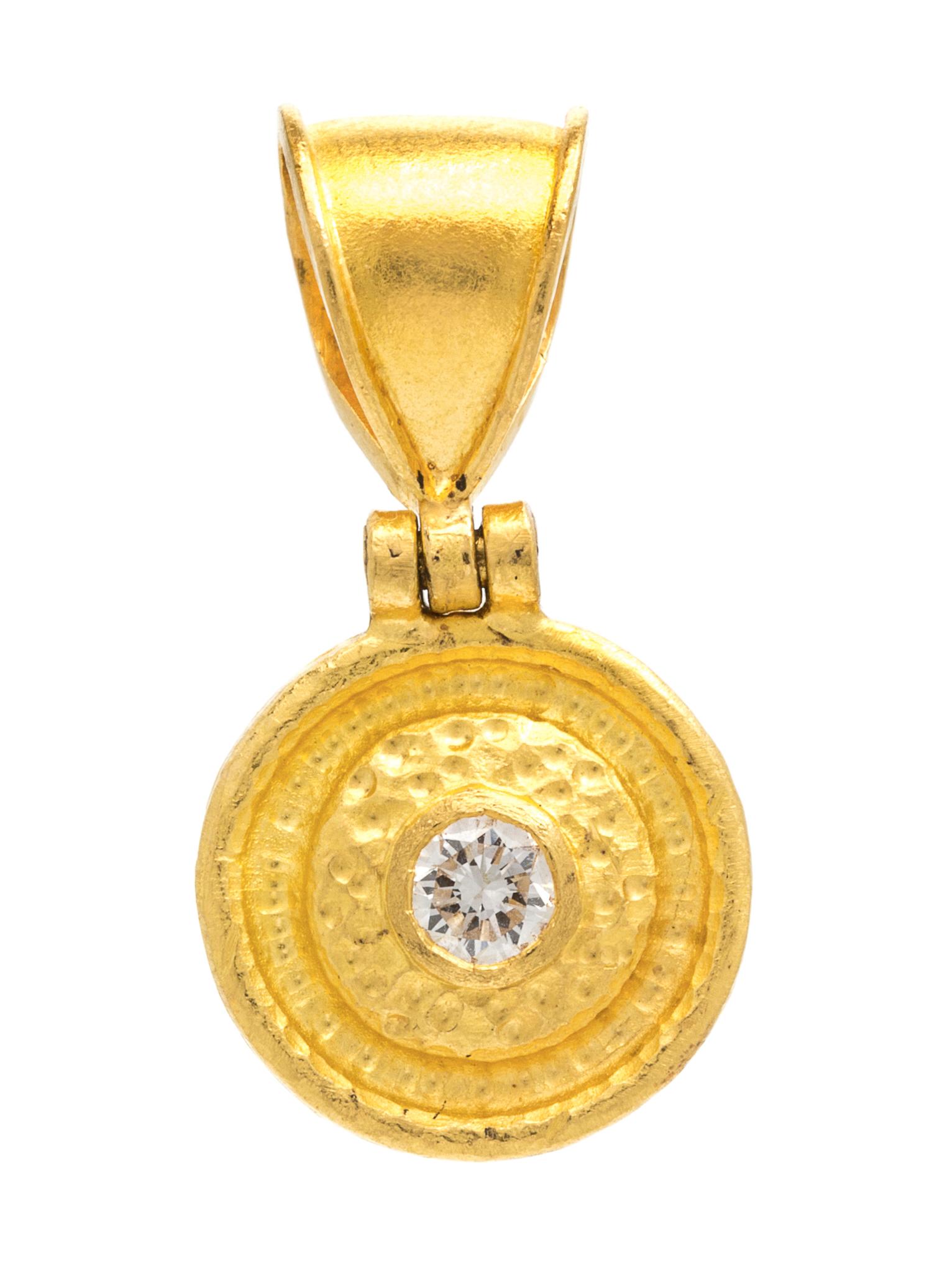 A 24 Karat Yellow Gold and Diamond Pendant, Gurhan, 3.80 dwts.