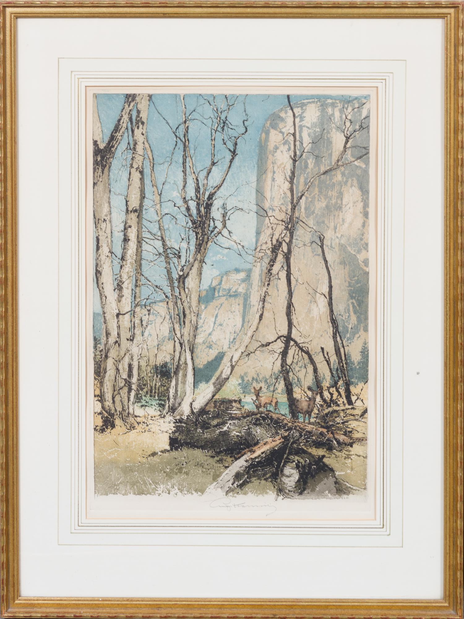 Luigi Kasimir, (American/Austrian, 1881-1962), Santa Fe, The Inn, La Fonda; El Capitain, California; Riders, Giant Redwoods and Wawona,