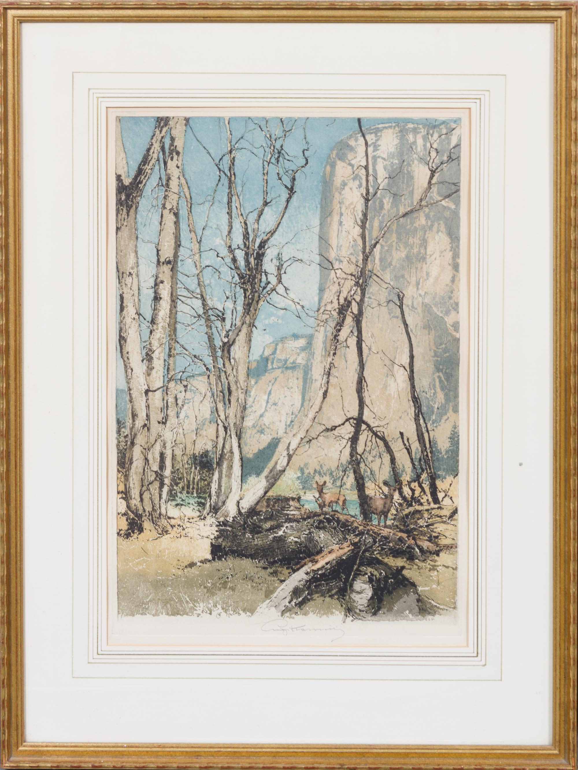 Luigi Kasimir, (American/Austrian, 1881-1962), Santa Fe, The Inn, La Fonda; El Capitain, California; Riders, Giant Redwoods and Wawona,