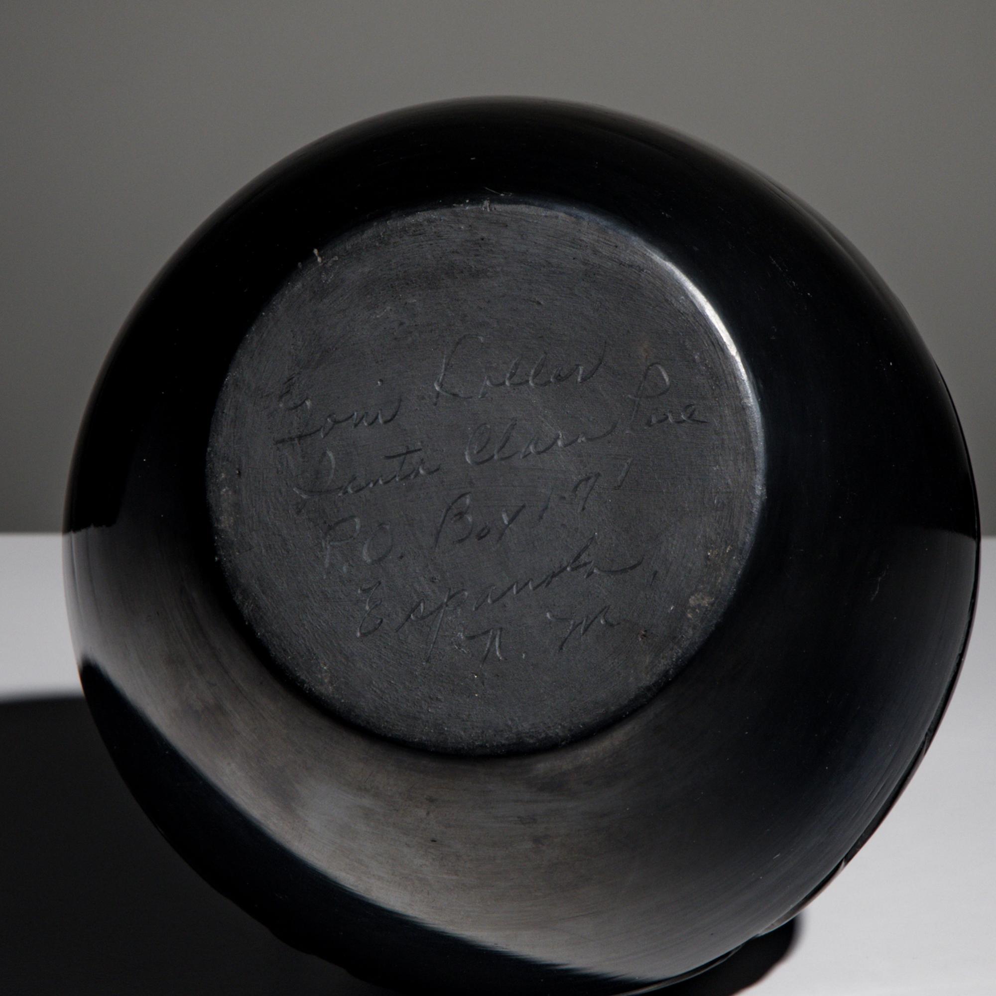 Toni Roller (Santa Clara, b. 1935) — Carved Blackware Pottery Jar, Avanyu