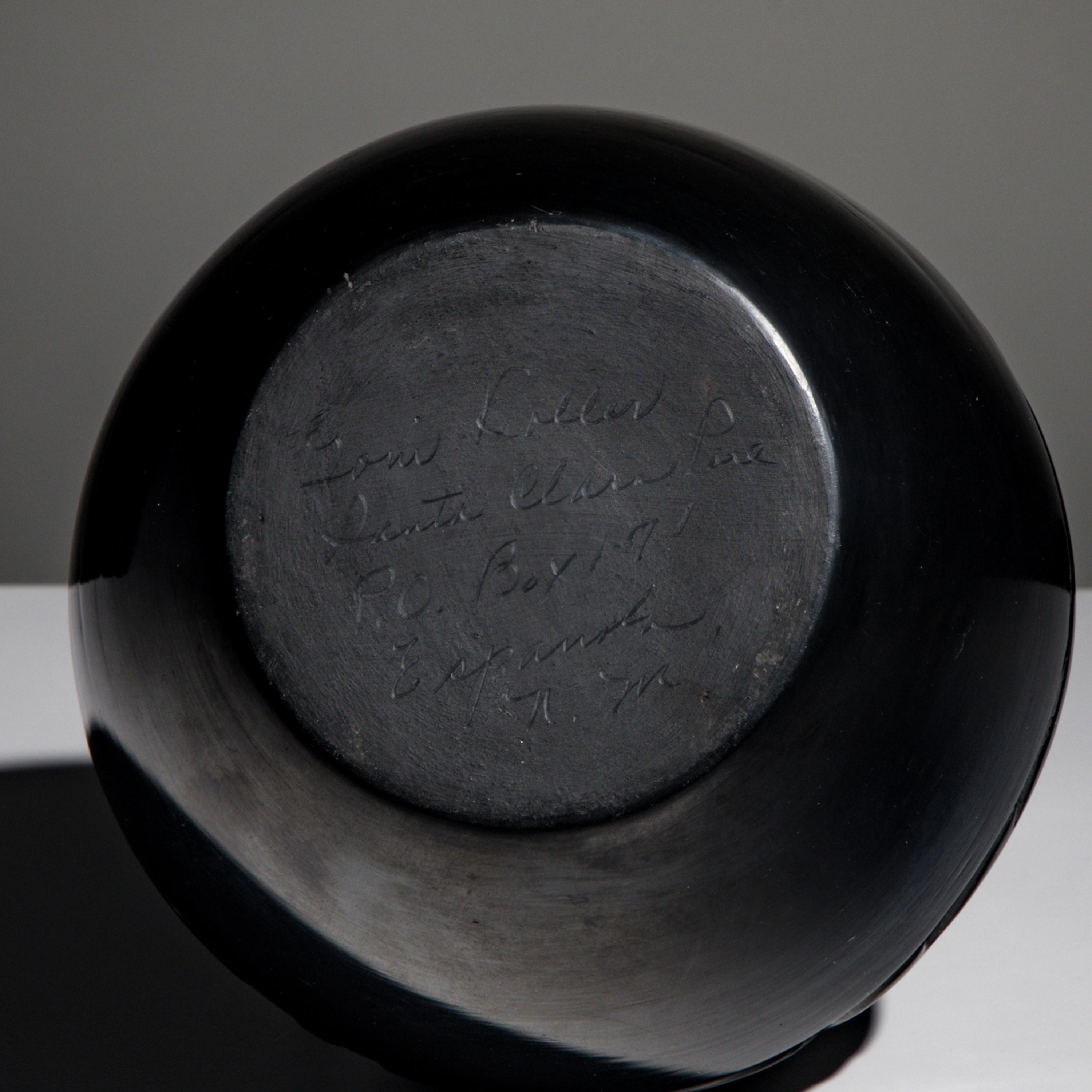 Toni Roller (Santa Clara, b. 1935) — Carved Blackware Pottery Jar, Avanyu