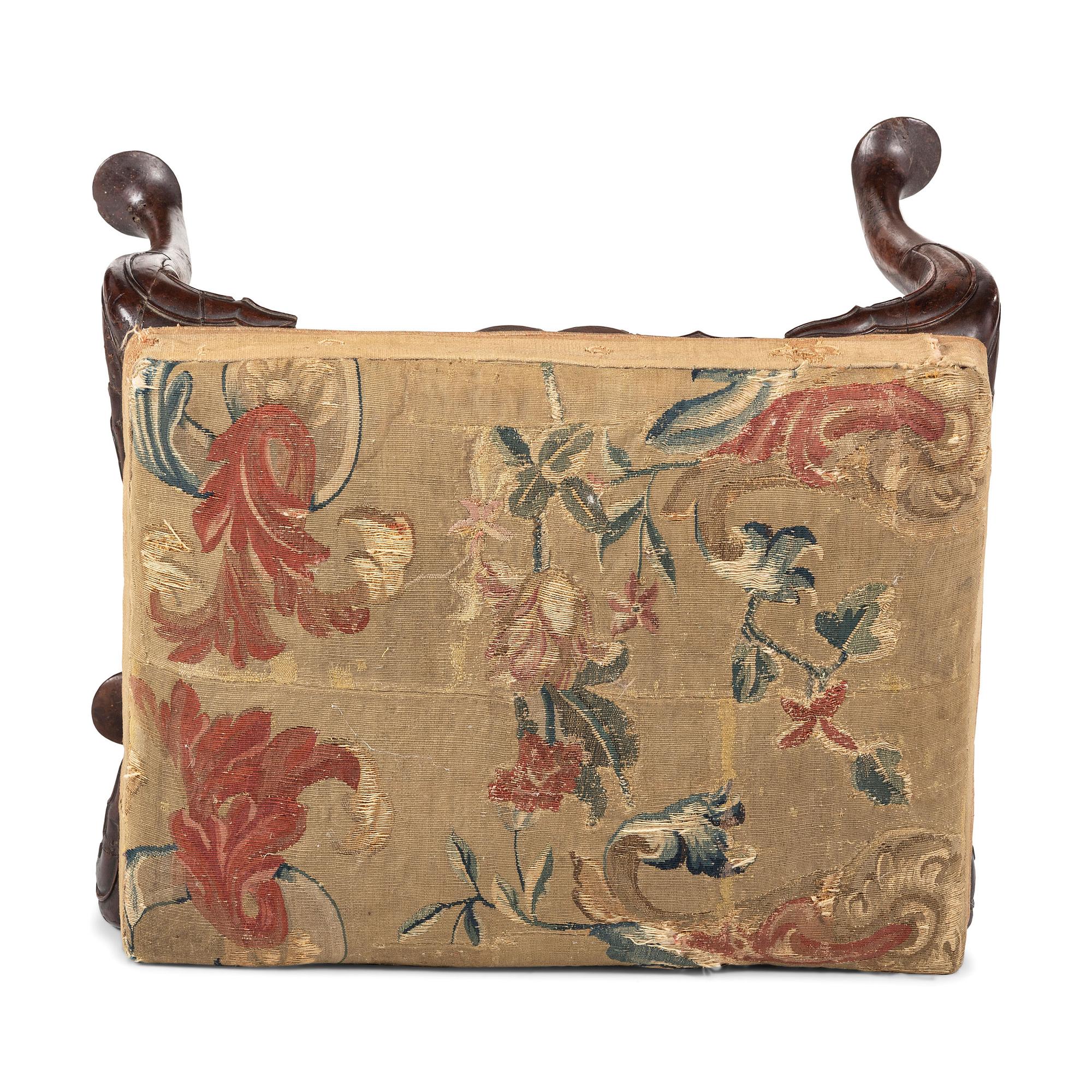A George III Walnut Upholstered Foot Stool