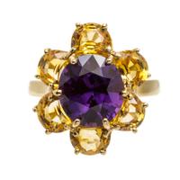 An 18 Karat Yellow Gold and Multi Color Sapphire Ring, 5.50 dwts.